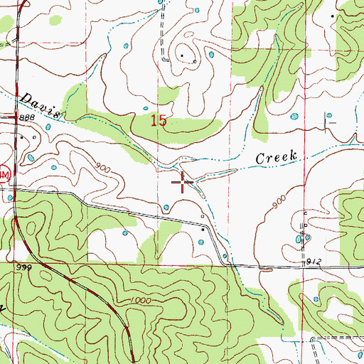 Topographic Map of Wilson Creek, MO