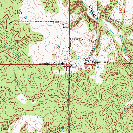 Topographic Map of Winning Church, MO