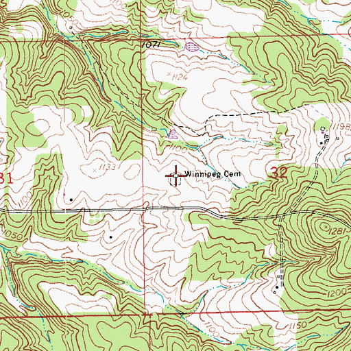 Topographic Map of Winnipeg Cemetery, MO