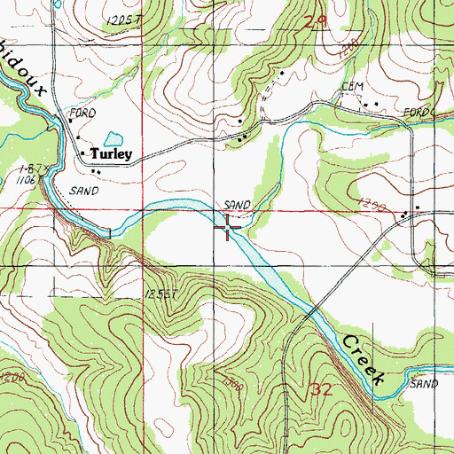 Topographic Map of Wolf Branch, MO