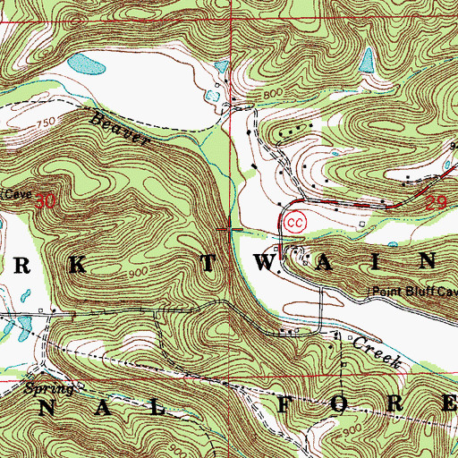 Topographic Map of Wolf Creek, MO