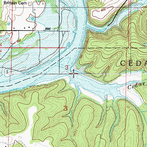 Topographic Map of Wolf Creek, MO