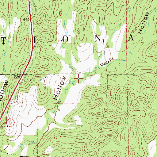 Topographic Map of Wolf Hollow, MO