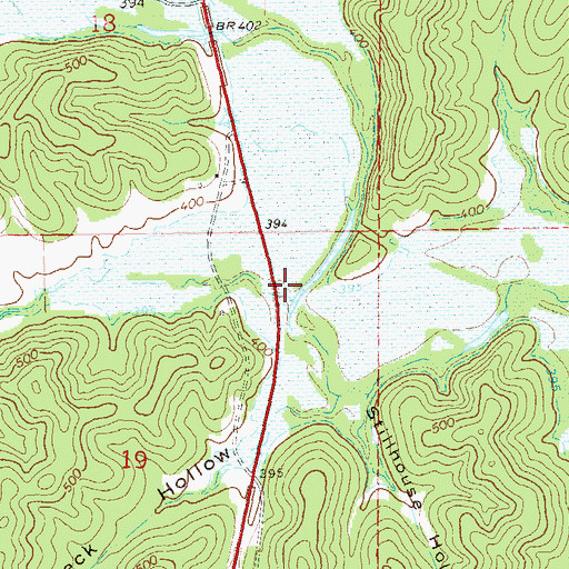 Topographic Map of Wolf Run, MO