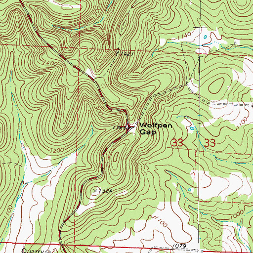 Topographic Map of Wolfpen Gap, MO