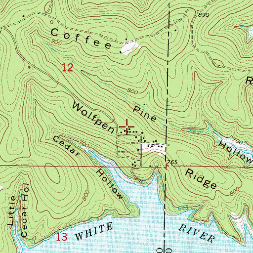 Topographic Map of Wolfpen Ridge, MO