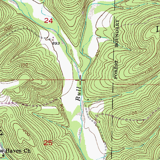 Topographic Map of Woods Fork, MO