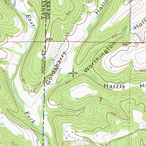 Topographic Map of Worthington Hollow, MO