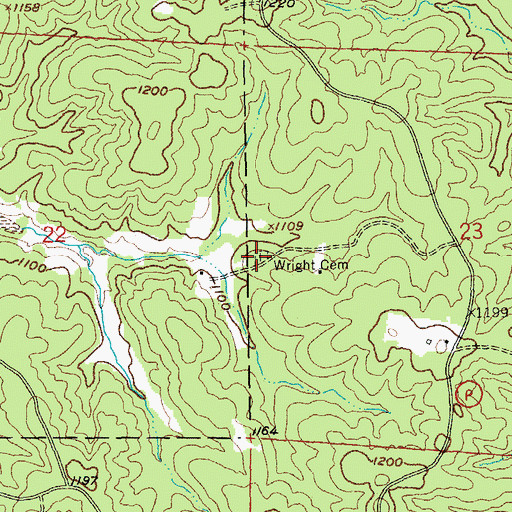 Topographic Map of Wright Cemetery, MO