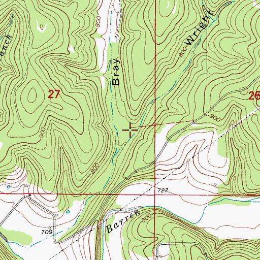 Topographic Map of Wright Hollow, MO
