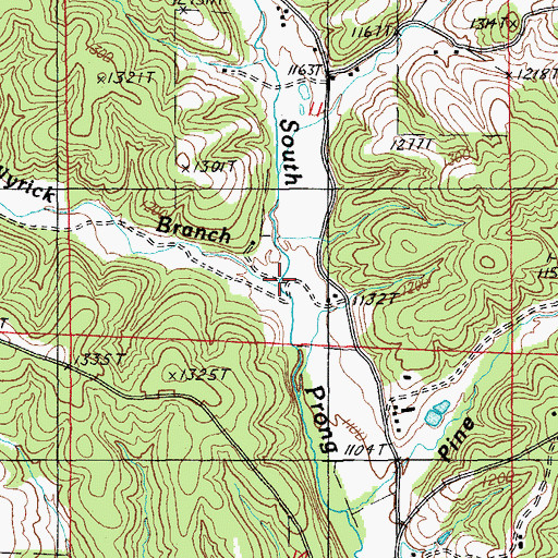 Topographic Map of Wyrick Branch, MO