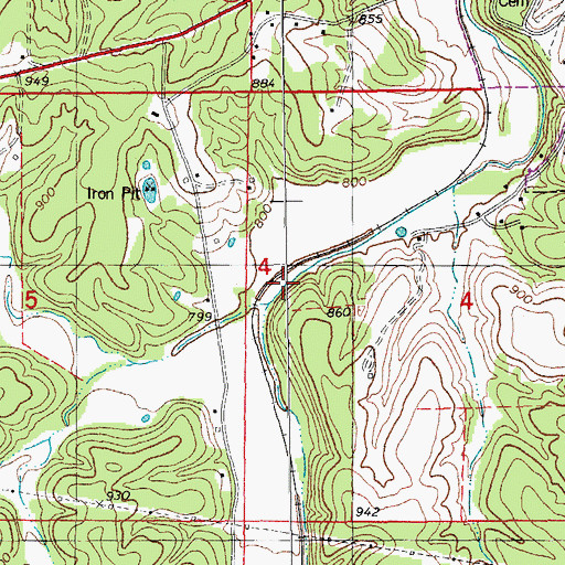 Topographic Map of Yadkin Creek, MO