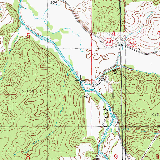 Topographic Map of Yankee Branch, MO
