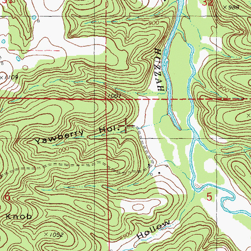 Topographic Map of Yawberry Hollow, MO