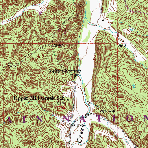 Topographic Map of Yelton Spring, MO