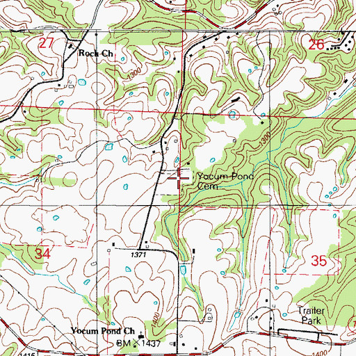 Topographic Map of Yocum Pond Cemetery, MO