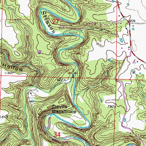 Topographic Map of Youngs Creek, MO