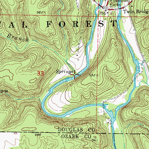 Topographic Map of Zachs Branch, MO