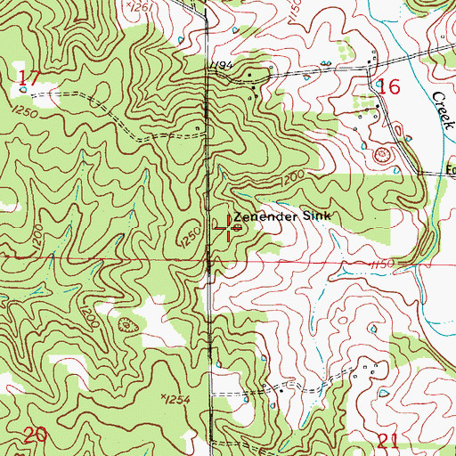 Topographic Map of Zenender Sink, MO