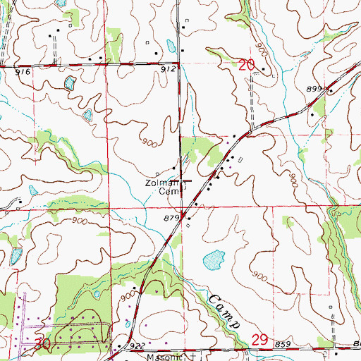 Topographic Map of Zolman Cemetery, MO