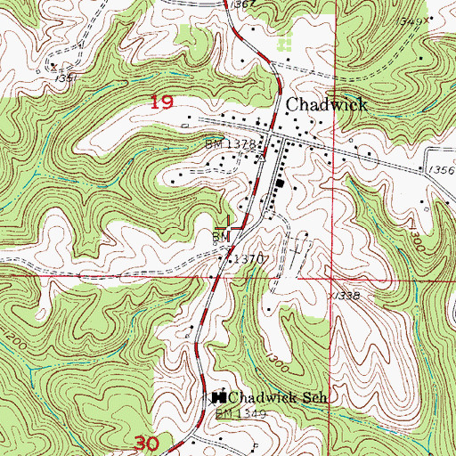 Topographic Map of Chadwick, MO