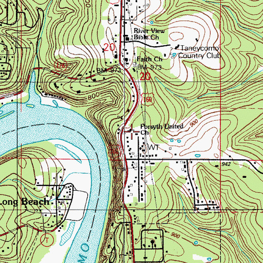 Topographic Map of Forsyth United Methodist Church, MO