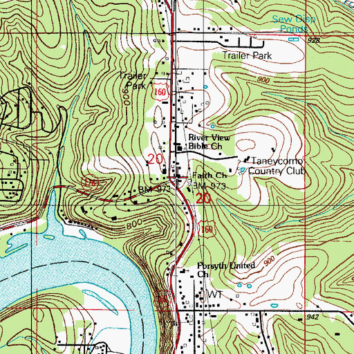 Topographic Map of Faith Assembly of God Church, MO