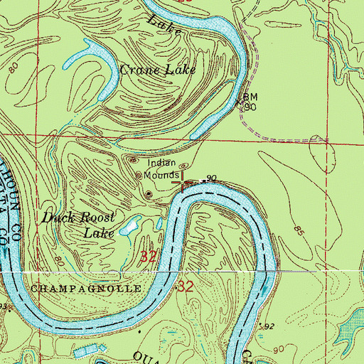 Topographic Map of Boones Mound, AR