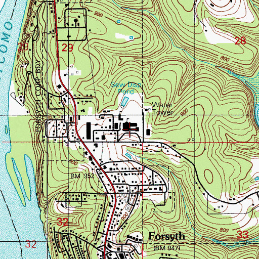 Topographic Map of Forsyth Public Schools, MO