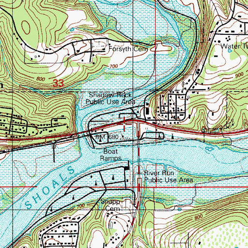 Topographic Map of Shadow Rock Public Use Area, MO