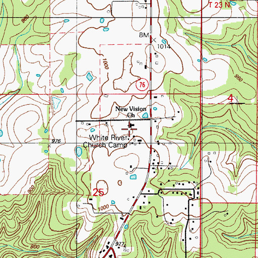 Topographic Map of New Vision Church, MO