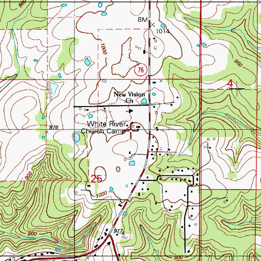Topographic Map of White River Association Church Camp, MO