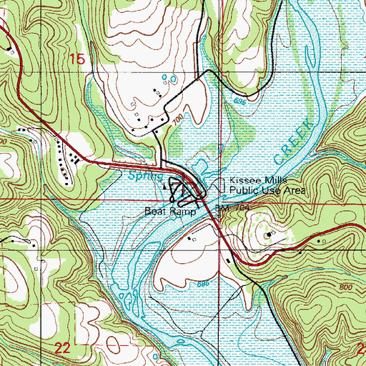 Topographic Map of Kissee Mills Public Use Area, MO
