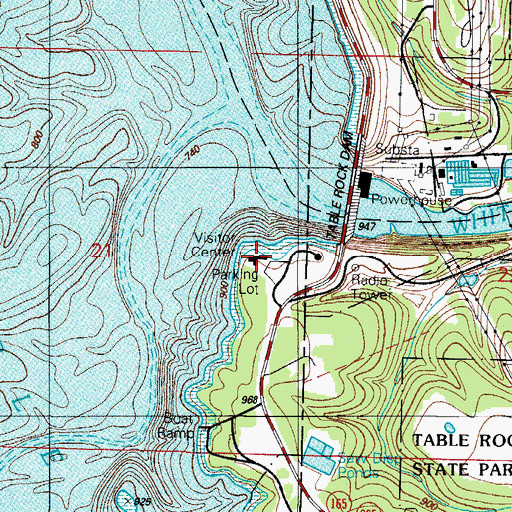 Topographic Map of Dewey Short Visitor Center, MO