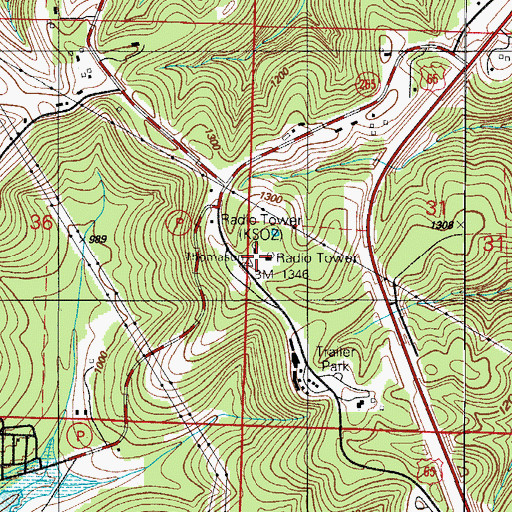 Topographic Map of KSOZ Radio Tower, MO