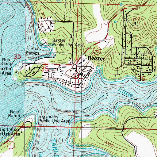 Topographic Map of Baxter, MO