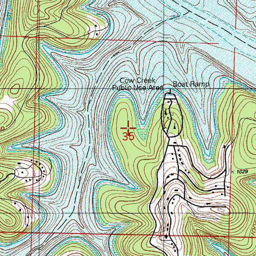 Topographic Map of Cow Creek Public Use Area, MO