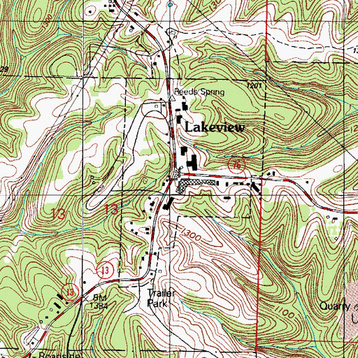Topographic Map of Lakeview, MO