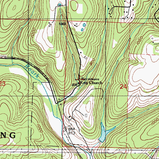 Topographic Map of Sycamore Log Church, MO