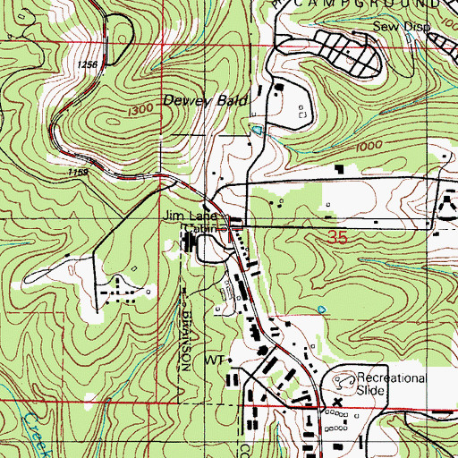 Topographic Map of Jim Lane Cabin, MO