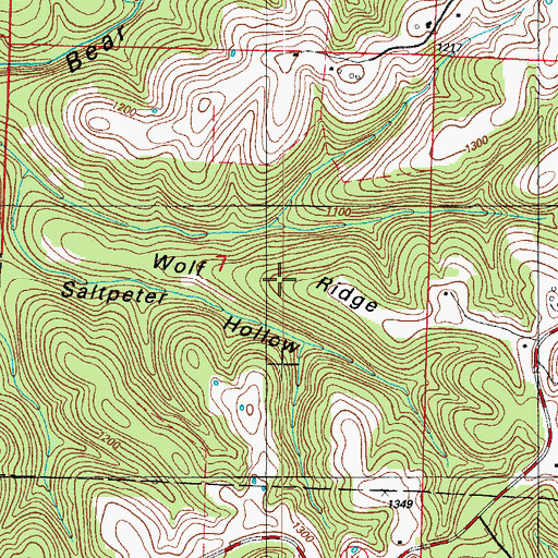 Topographic Map of Wolf Ridge, MO