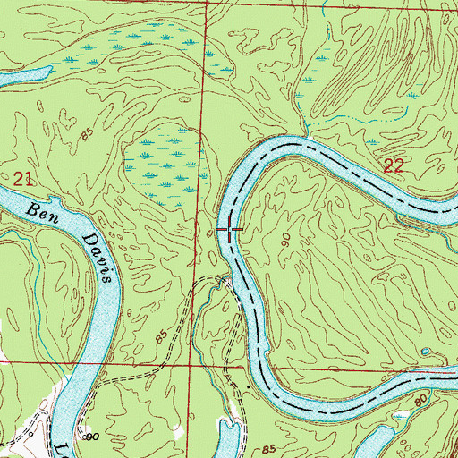 Topographic Map of Hog Eye Shoal, AR