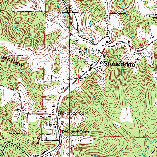 Topographic Map of Stoneridge, MO