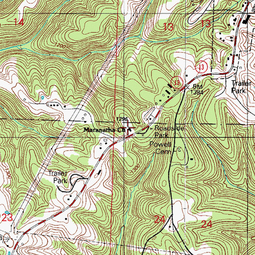 Topographic Map of Maranatha Church, MO