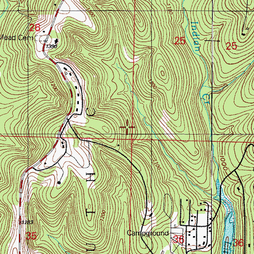Topographic Map of Philibert Cemetery, MO