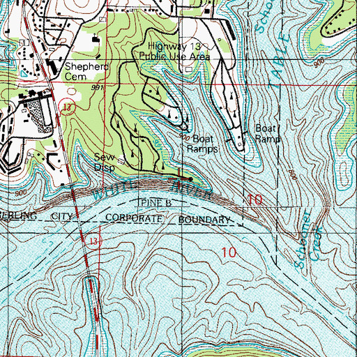 Topographic Map of White Rock Bluff, MO