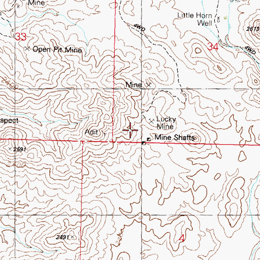 Topographic Map of Lucky Mine, AZ