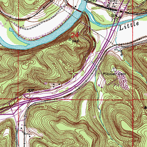Topographic Map of Stony Dell, MO