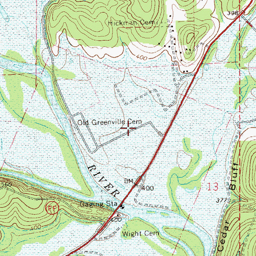 Topographic Map of Old Greenville Recreation Area, MO