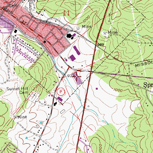 Topographic Map of Parkway Shopping Center, MO